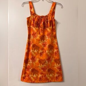 Y2K VINTAGE STATUS ORANGE TROPICAL HAWAIIAN MINI DRESS 🧡